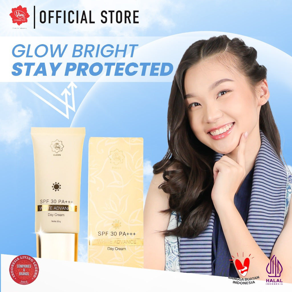 Viva Queen White Advance Day SUNSCREEN Cream SPF 30 PA+++ with NIACINAMIDE, UV A & B & BLUE LIGHT PROTECTION & Extra Emollient & Moisturizer