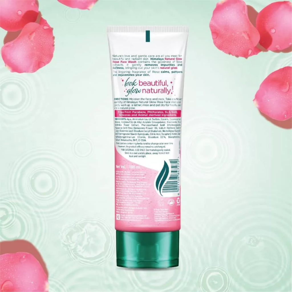 Himalaya Natural Glow Rose Face Wash 100ml | Pembersih Wajah Lembut & Cerah