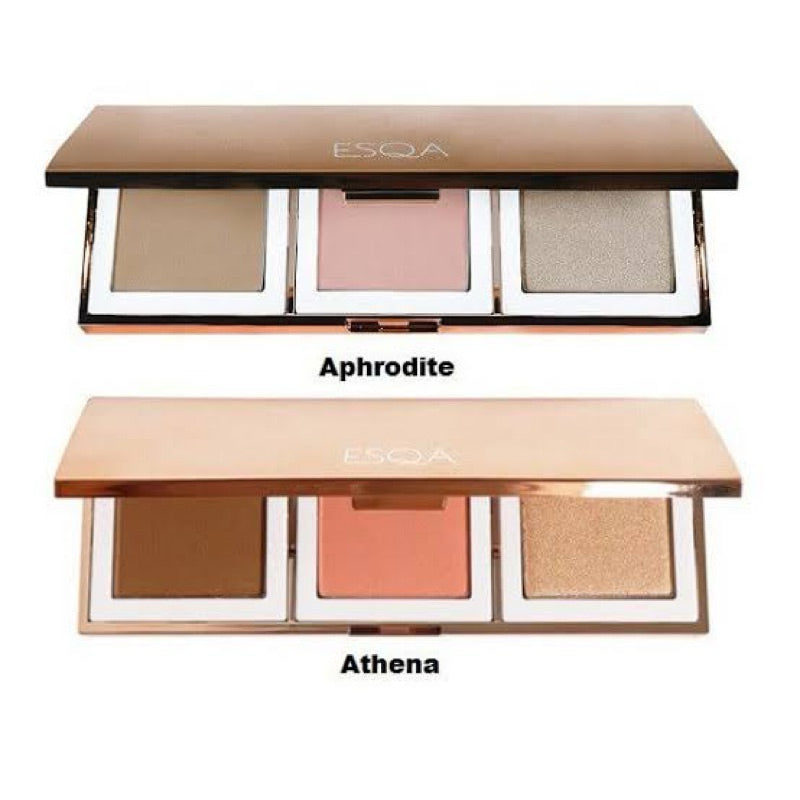 ESQA TRIO GODDESS CHEEK PALETTE CONTOUR BRONZER BLUSH ON HIGHLIGHTER BPOM ATHENA APHRODITE