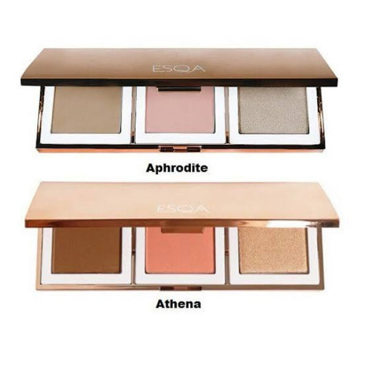 ESQA TRIO GODDESS CHEEK PALETTE CONTOUR BRONZER BLUSH ON HIGHLIGHTER BPOM ATHENA APHRODITE