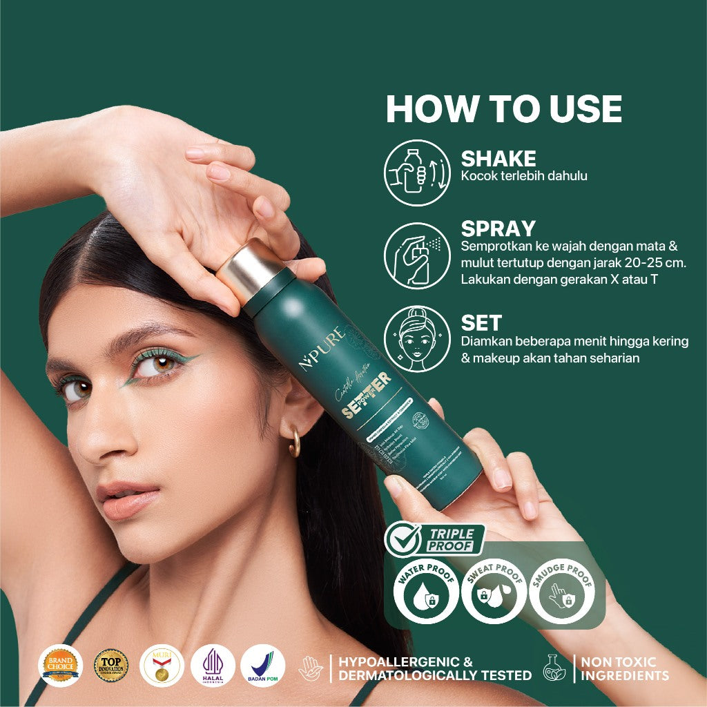 NPURE Centella Asiatica Power Setter - Setting Spray / Setting Oil control & Barrier Protection / Setting Spray cocok untuk kulit berjerawat & sensitif / spray makeup tahan lama