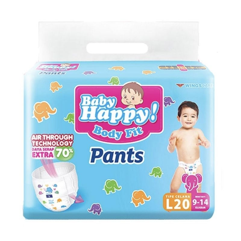 Baby Happy Body Fit Pants Popok Celana Bayi L 20 pcs