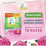 Rinso Anti Noda Molto Deterjen Bubuk + Pelembut Pakaian Rose Fresh Refill 380 g