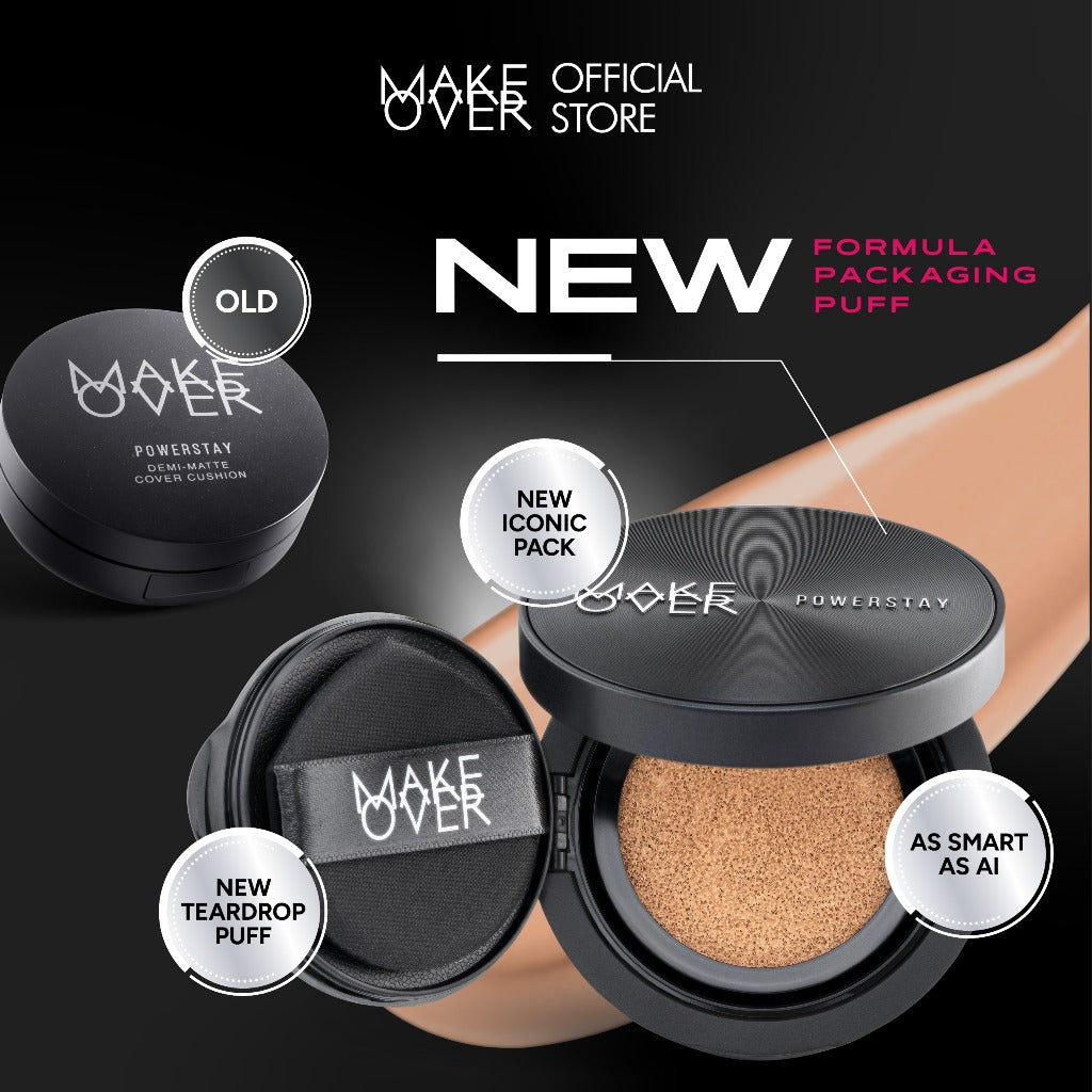 [SPECIAL MASTERSHADE] NEW! MAKE OVER Powerstay Sync Matte Cushion - Smart AI Matte Cushion Aqeela High Coverage Zero Oxidation Oil Control Foundation Compact Makeup Concealer Skin Tint Long Lasting Somethin Time Less w Maybe Euphoria
