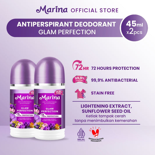 Marina Anti Perspirant Deodorant 48H - Glam Perfection  [45ml/2pcs] - Exp : 04.2027