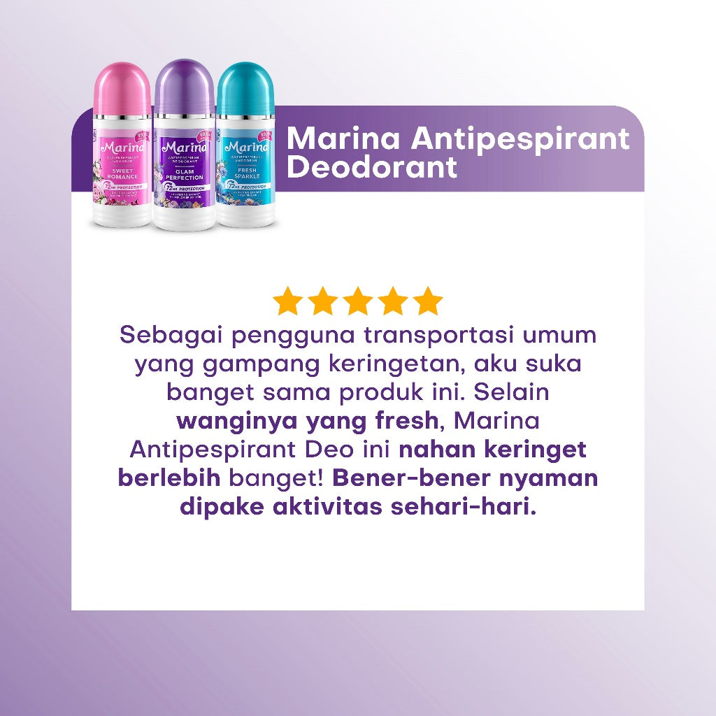 Marina Anti Pespirant Deodorant Fresh Sparkle [45ml/ 2 pcs] - Exp : 05.2027