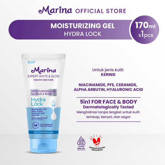 Marina Expert White & Glow Pelembap Gel Hydra Lock 170 ml - Exp : 06.2027