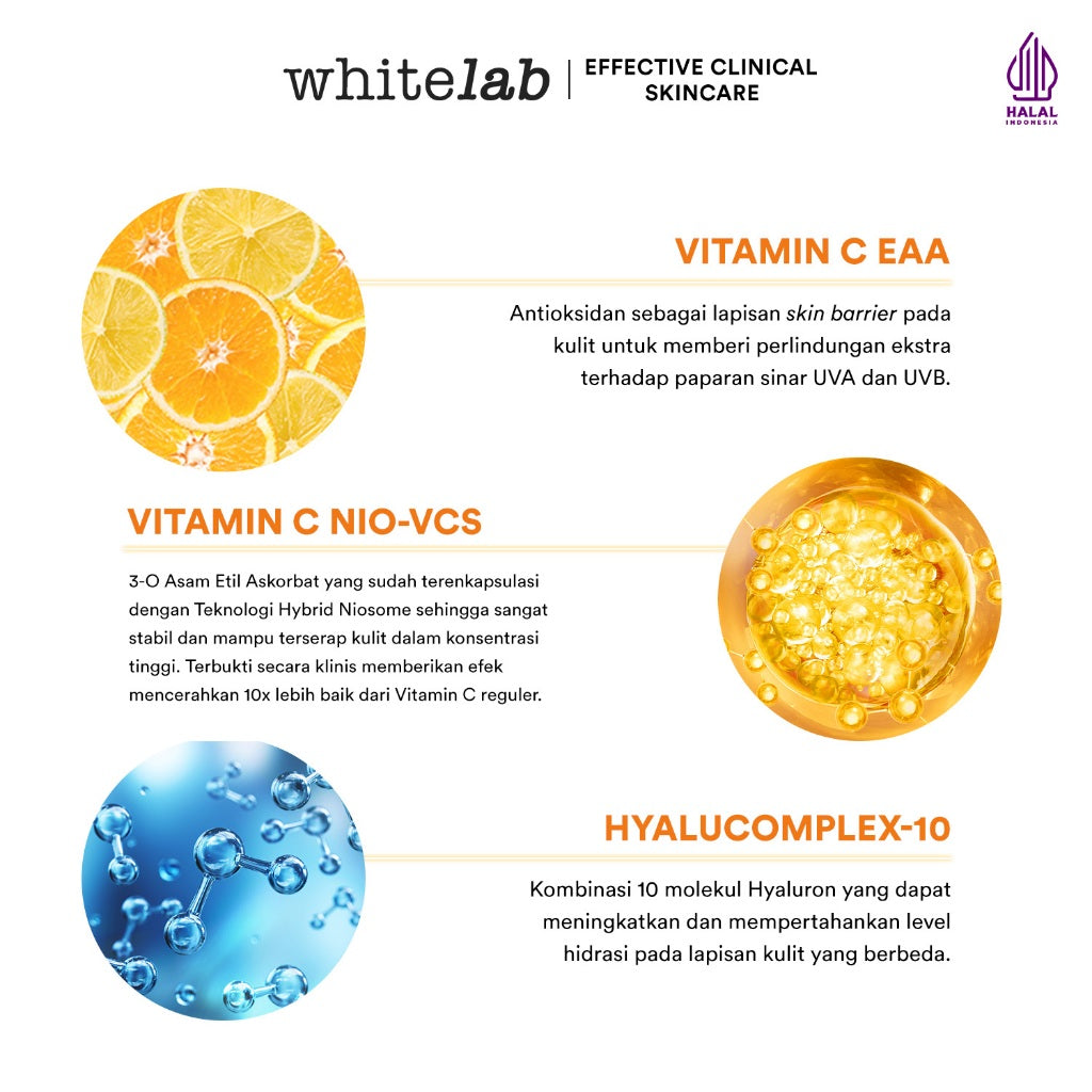 Whitelab Glow Booster C-Dose+ Water Moisturizer - Pelembap Pencerah Wajah, Menghidrasi dengan Hyaluronic & Tekstur Ringan [BPOM]