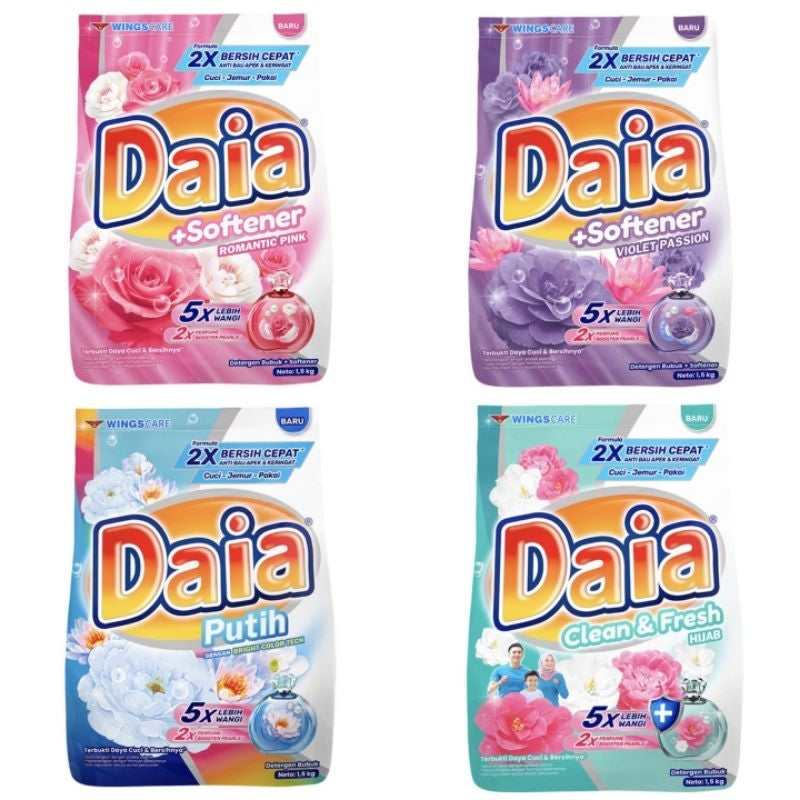 Daia Deterjen Bubuk + Pelembut Pakaian Refill 1.5 kg