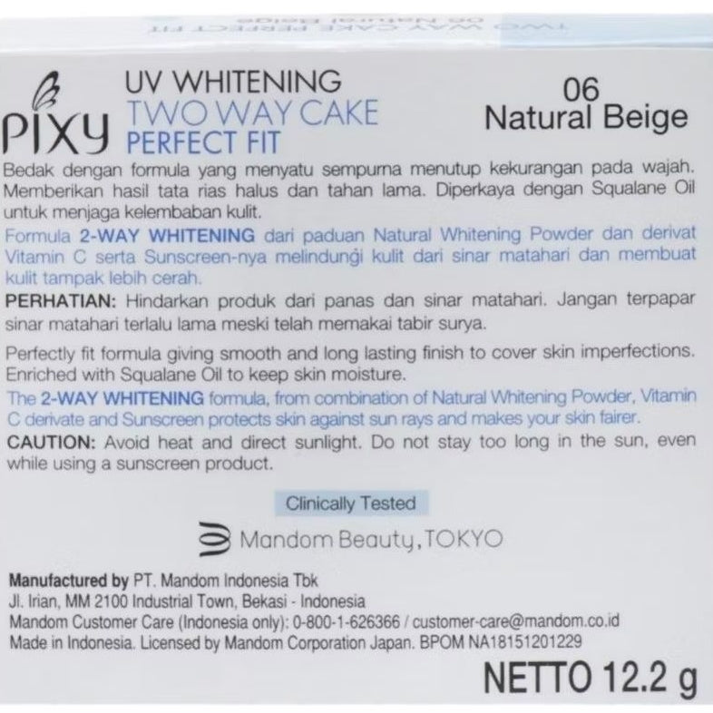 Pixy UV Whitening Bedak Wajah Two Way Cake Perfect Fit Natural Beige Refill