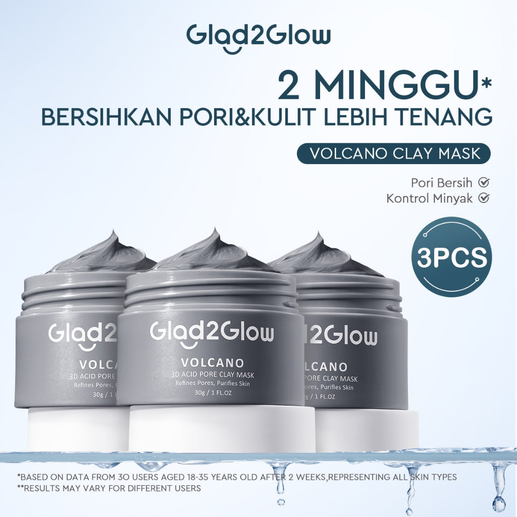 Glad2Glow Volcano 3D Acid Pore Clay Mask Masker Wajah Masker Glad2Glow Masker Komedo Dan Pori Pori Wajah Deep Pores Cleansing Masker Organik Clay Mask Clay Masker Mud Mask Face Masker Jelly Mask Sheetmask Wash Off Mask Masker Jerawat G2Glow Official Store