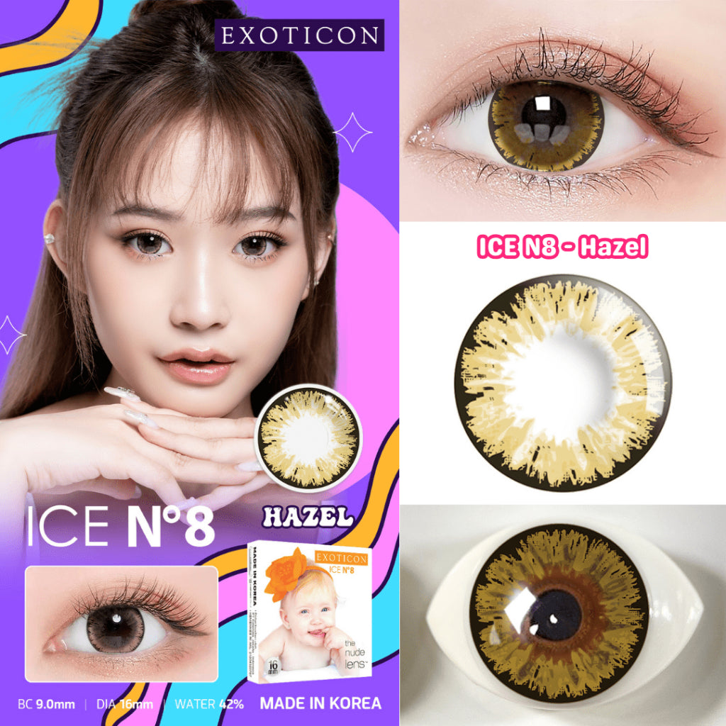 Exoticon Softlens Ice N8 Series Grey | Hazel | Black | Soflens Diameter 16mm | Soflens Big Eyes