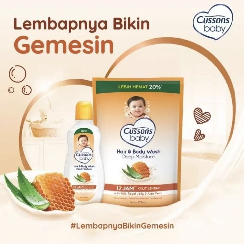 Cussons Baby Sampo & Sabun Mandi Bayi Deep Moisture Refill 375 ml