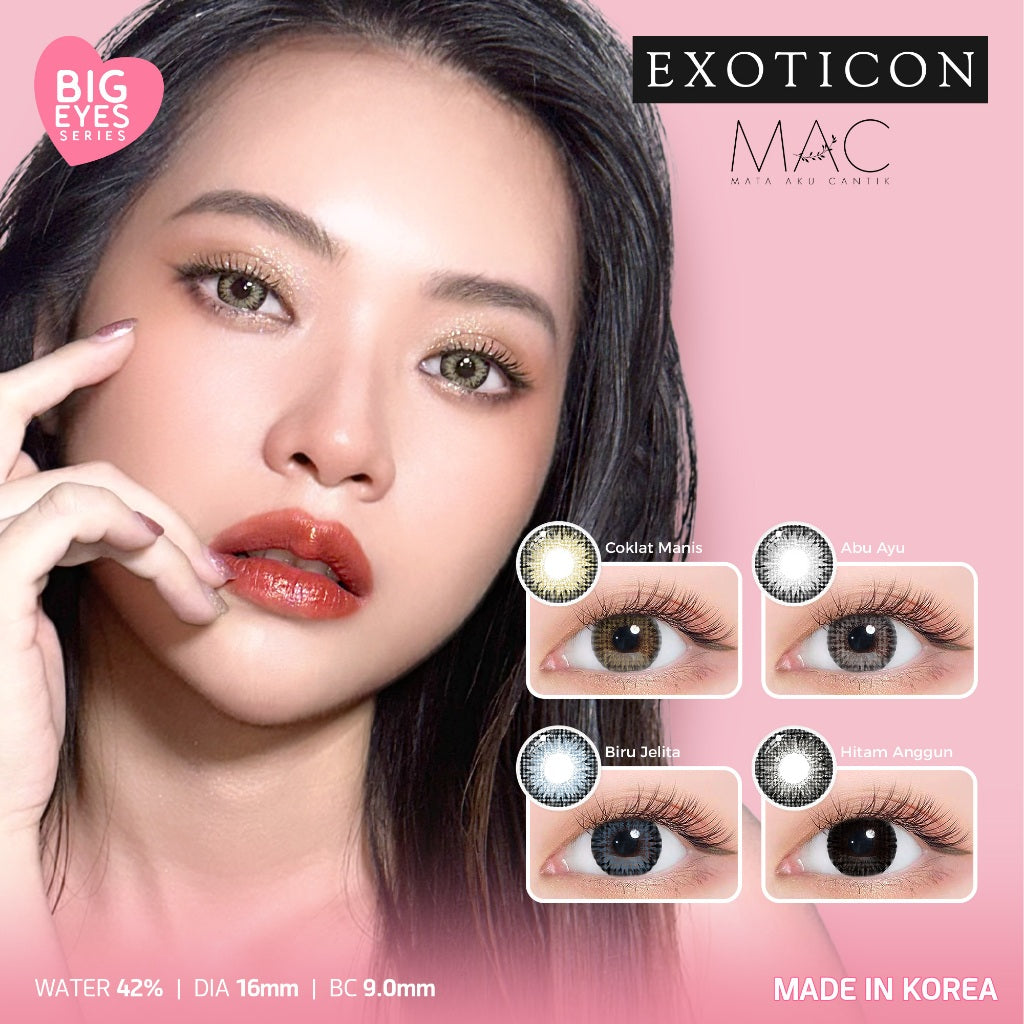Exoticon Softlens MAC Series Hitam Anggun | Cokelat Manis | Abu Ayu | Biru Jelita | Soflens Big Eyes