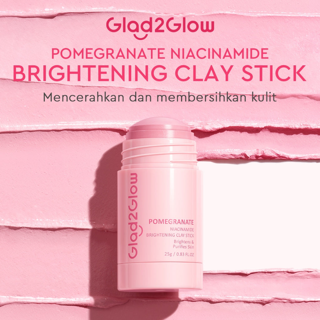 Glad2Glow Pomegranate Niacinamide Brightening Clay Mask Masker Wajah Masker Pencerah Mud Mask Masker Niacinamide  Masker Merah Muda Pink Masker Komedo Masker Glad2Glow Clay Mask Masker G2G Clay Masker Gel Mask Sheetmask Skincare Bpom G2Glow Official Store