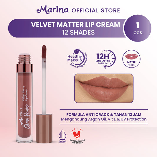 Marina Glow Ready Colorlast Velvet Matte Lip Cream 5ml - Exp Date : 05.2026