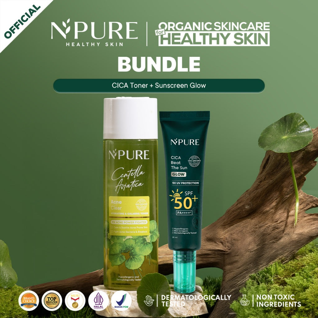 NPURE Paket Bundling Cica Acne Face Toner Centella / Acne Cica Face Wash / Kulit Berjerwat