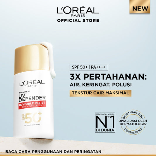 L'Oreal Paris UV Defender Serum Protector Sunscreen SPF 50+ / PA ++++ Skin Care - 50ml (Untuk Mencegah Kulit Tampak Tua 5 Tahun & Melembapkan)