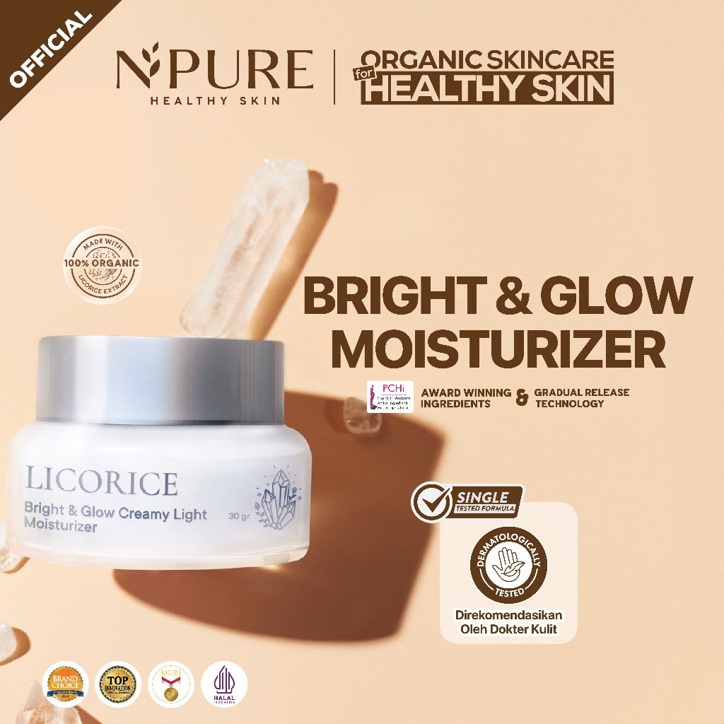 LICORICE BRIGHT SET - NPURE Bundling Licorice Serum + Licorice Moisturizer 30gr / Bright and Glow / Rangkaian Skincare / Mencerahkan