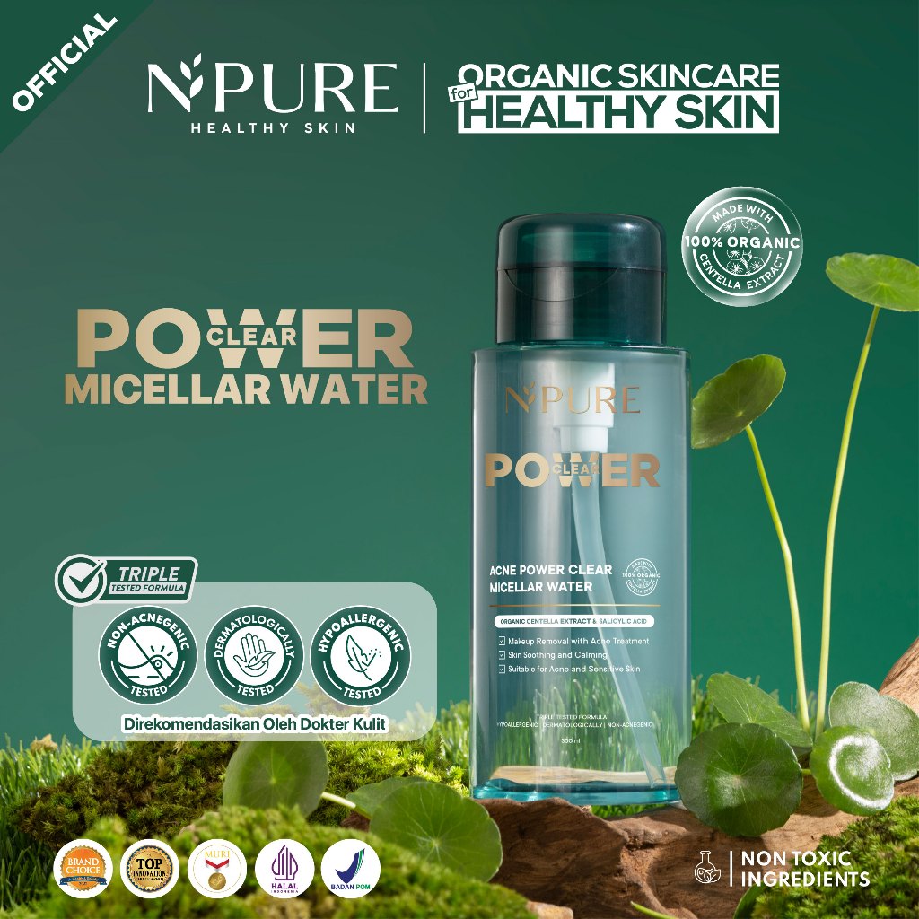 SOOTHING SKIN SET -  - NPURE Cica Acne Toner 150Ml + NPURE Power Clear Micellar Water 300Ml & 100Ml / Set Skincare / Acne Toner / Micellar Water / Hydrating Toner