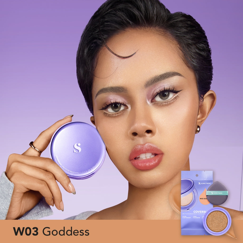 [BARU!] SOMETHINC COVERBLUR Pro Filter Breathable Cushion SPF 40 PA++++  - Seamless Cushion Dengan High Coverage | Smooth Satin Finish, Ringan Digunakan Di Wajah, Tahan Lama, Non comedogenic & Mengandung skincare