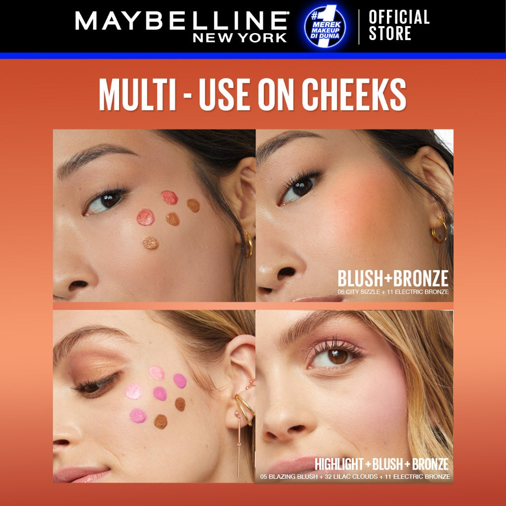 MAYBELLINE OFFICIAL Sunkisser Liquid Blush 5.4mL Instant Fresh Cheeks Glow Matte Cream Blush Liquid Blush Highlighter Blush On Cair Buildable Mudah Di Blend Pigmented Ringan Tahan Lama Tinted Serum