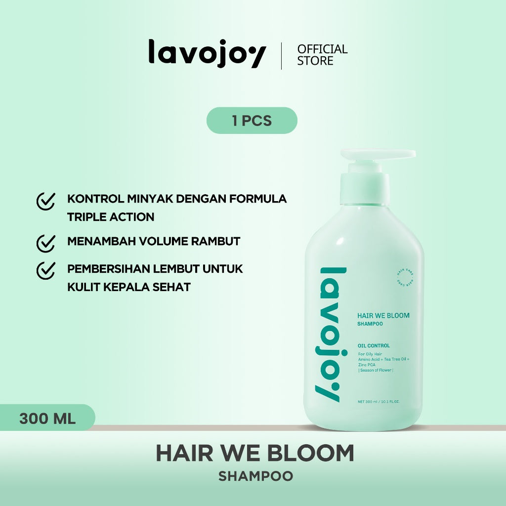 Lavojoy Hair We Bloom Shampoo | Sampo Untuk Mengurangi Rambut Berminyak | Rambut Lepek | Membersihkan Kulit Kepala | Dengan Asam Amino | Rambut Sehat Dan Segar