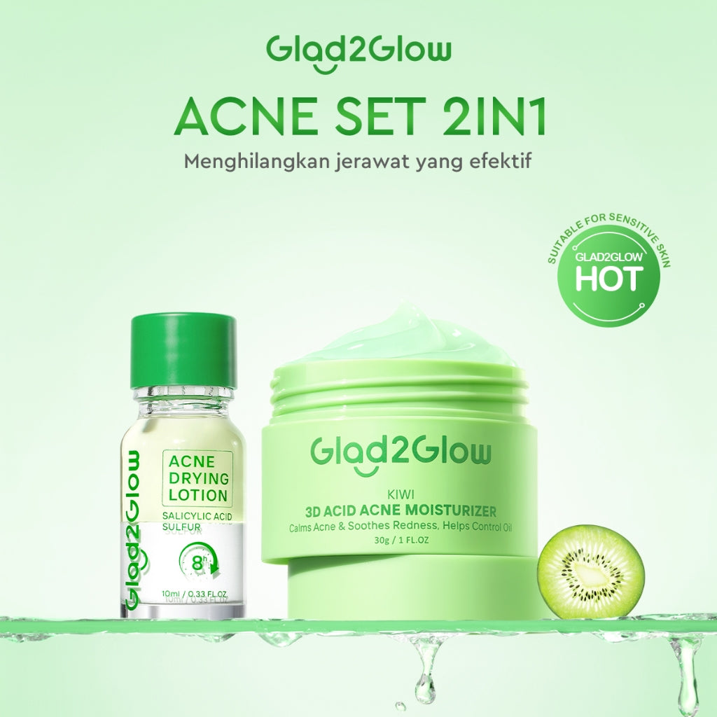 GLAD2GLOW Acne Drying Lotion Mengeringkan Jerawat 8 Jam Dengan Sulfur BHA & Bahan Alami Instant Acne Care Acne Gel Patch Spot Jerawat Serum Moisturizer Acne Skincare Wajah face wash facial Salicylic Acid Niacinamide g2glow official store