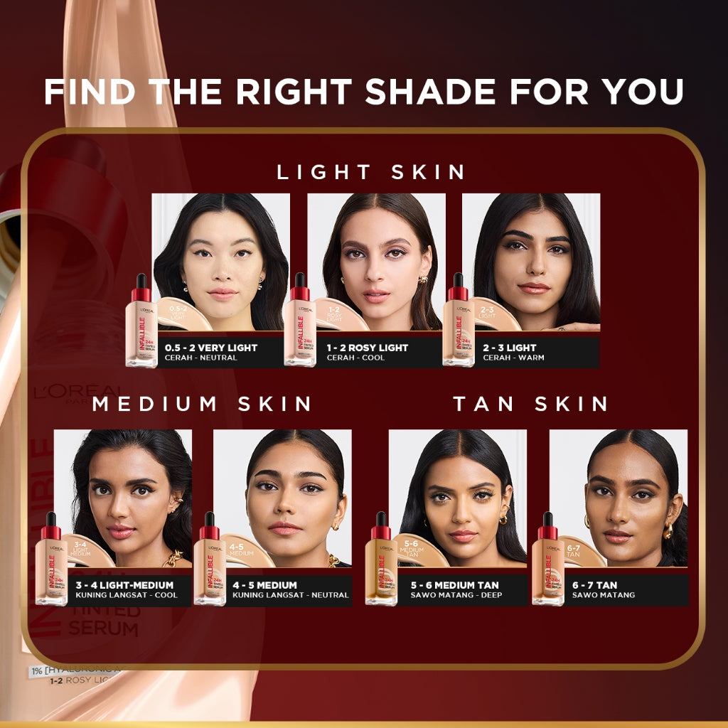 [BARU] L'OREAL PARIS INFALLIBLE 24H TINTED SERUM FOUNDATION LIGHTWEIGHT BREATHABLE RINGAN TAHAN HINGGA 24 JAM