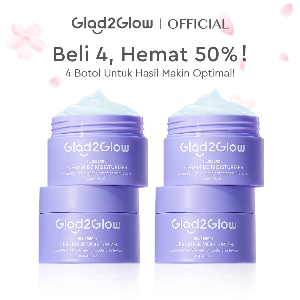 [Hemat 4PCS]Glad2Glow Moisturizer Series Mencerahkan Pencerah Wajah Anti Jerawat Penuaan Hilangkan Flek Tenangkan Kulit Niacinamide 377 Retinol Centella Skincare Pelembab Esensi Perawatan Kulit Pelembab Pembersih day cream tone up g2glow official store