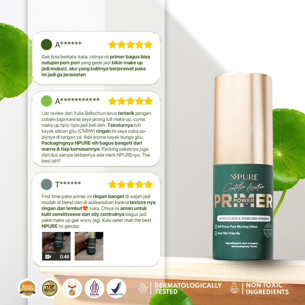 NPURE Centella Asiatica Power Primer / Base Makeup / Blurring effect / Primer Kulit Berjerawat