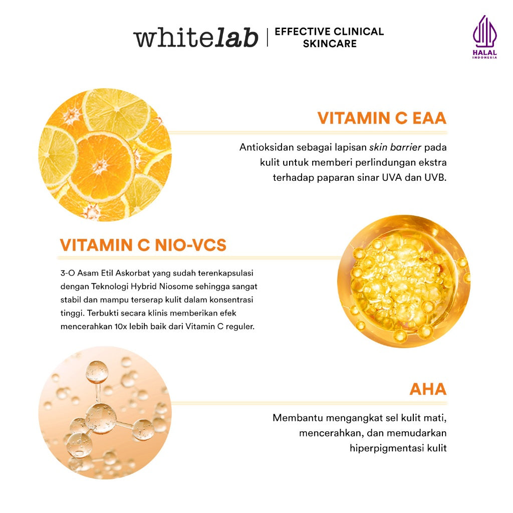 Whitelab Glow Booster C-Dose+ Essence Toner - Toner Pencerah Wajah Anti Kusam & Melembapkan dengan AHA [BPOM]