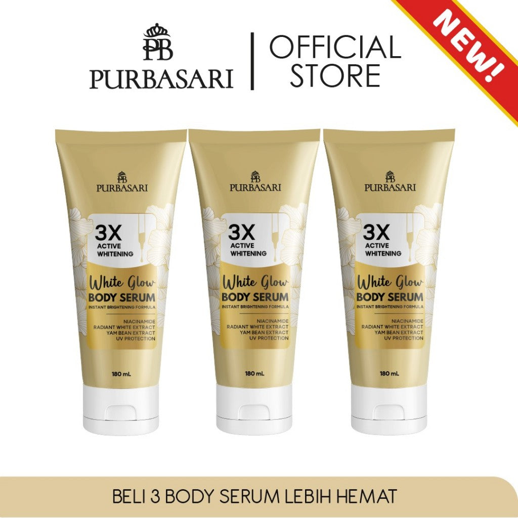 [3 PCS] Purbasari Body Serum 180ml - Cybright Whitening - Ceramide Barrier - Phyto Cell-C - White Glow - Skin Firming - Gluta Hya / Mencerahkan / Melembabkan / Hidrasi Lotion Pencerah Tubuh