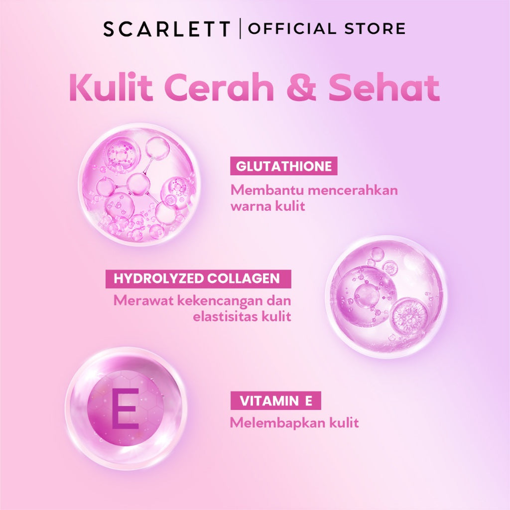 SCARLETT Fragrance Brightening Shower Gel 300ml | Body Wash Sabun Mandi Cair | Melembutkan Menutrisi Melembabkan Mencerahkan Kulit, Kulit Cerah Halus dengan Wangi Mewah