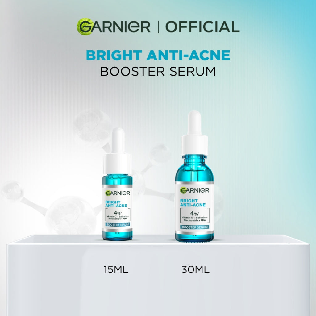 GARNIER Serum Bright Complete Anti Acne Booster Serum Lawan Jerawat 15ml 30ml - Skincare Vitamin C Salycilic Acid Cocok untuk semua jenis kulit
