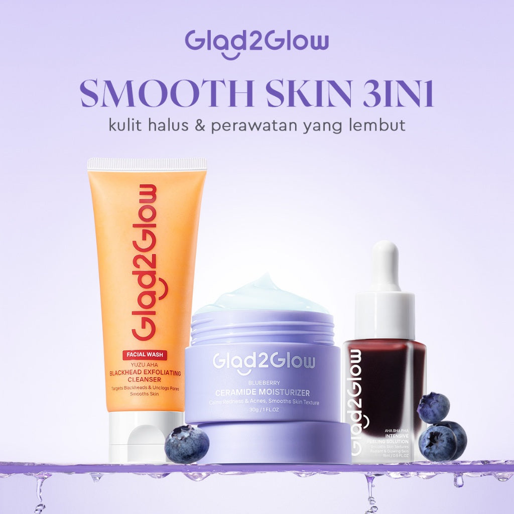 [Set Eksfoliasi]Glad2Glow Kulit Halus Bundle all in 1 - 2/3/4/5 PCS eksfoliasi wajah Skincare Set-Pulihkan/Cerah Krim+Peeling Solution+ Cleanser+Eksfoliasi Toner-peeling whitening Moisturizer facial wash Pelembab G2G glad2glow official store
