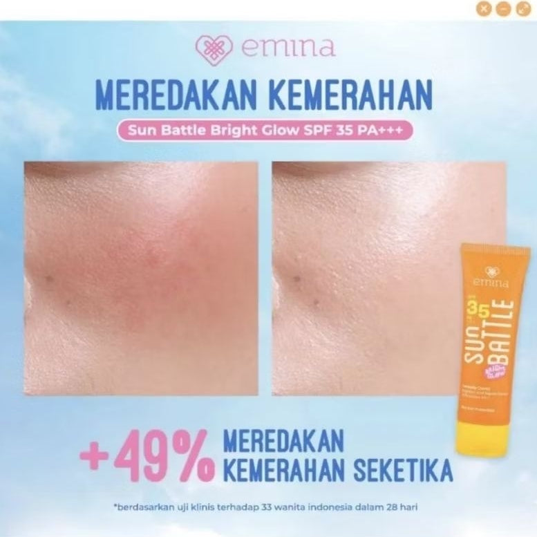 Emina Sun Battle Bright Glow Sunscreen Wajah SPF 35 50 ml