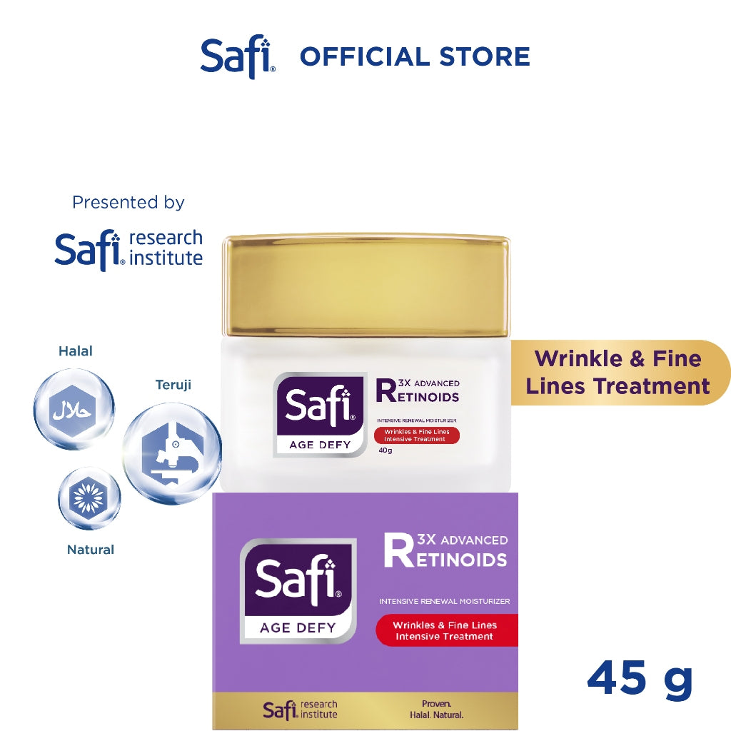 [Paket Serum + Pelembap] Safi Age Defy 3X Advanced Retinoid - Youthful Renewal Ampoule 20ml + Intense Renewal Moisturizer 40gr - Serum Wajah Glowing, Krim Wajah Anti Aging | Better Than Retinol
