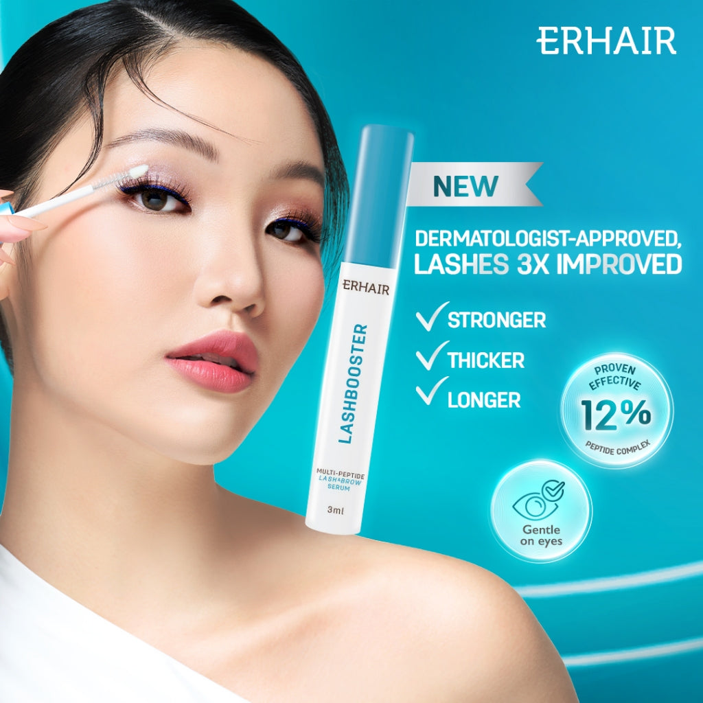 ERHAIR Lashbooster Multi-Peptide Lash & Brow Serum (3ml) - Serum Alis & Bulu Mata Rekomendasi Dermatologis 12% Peptide Complex | Hypoallergenic formula | Mengurangi rontok