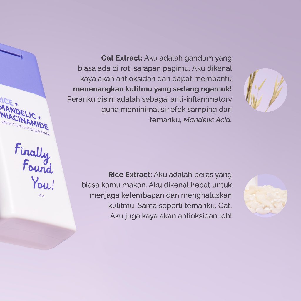 Finally Found You! RICE + MANDELIC + NIACINAMIDE Brightening Powder Mask 50gr