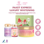 Noera Paket Express Luxury Whitening | Collagen Drink + Glow Me Skin + Glutha Booster + Whitening Booster Night Vitamin Lotion | Improved Formula