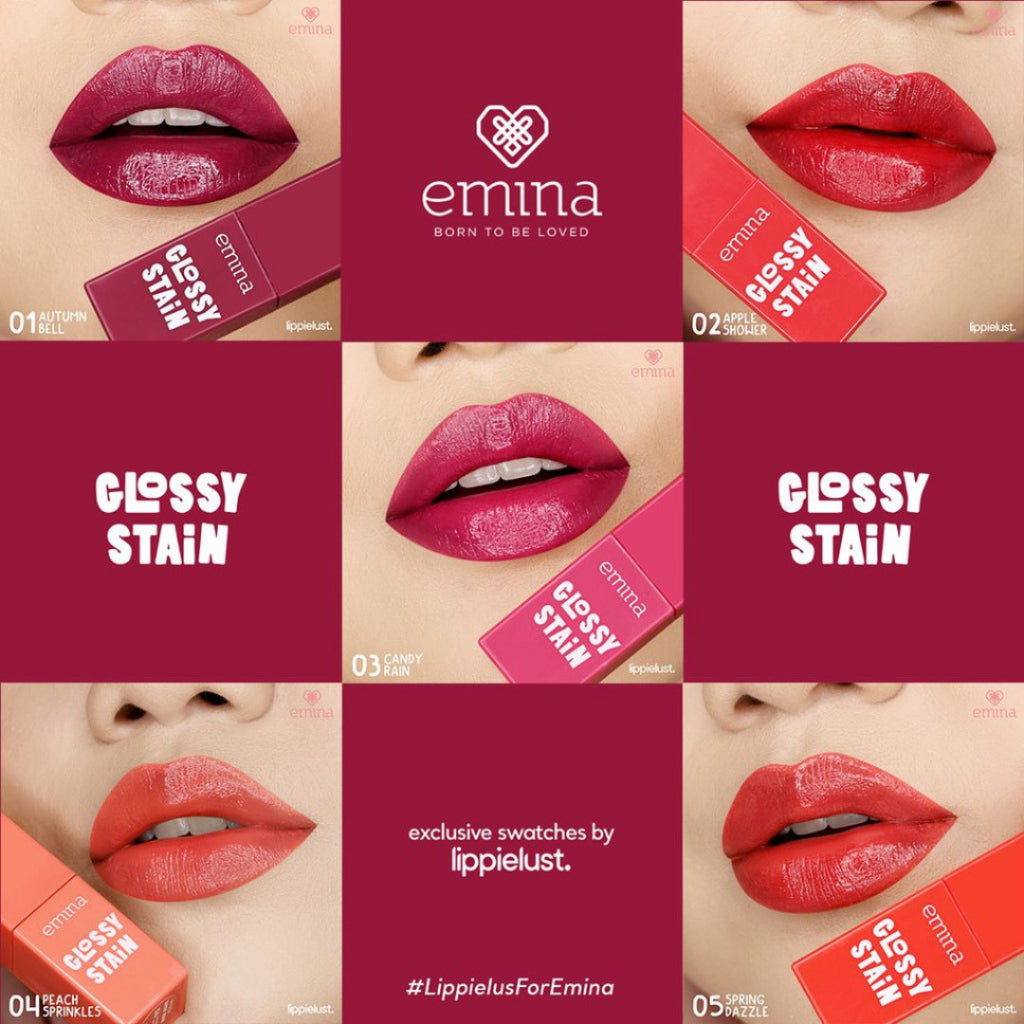 Emina Glossy Stain Lip Tint Bibir Glossy Finish Melembabkan