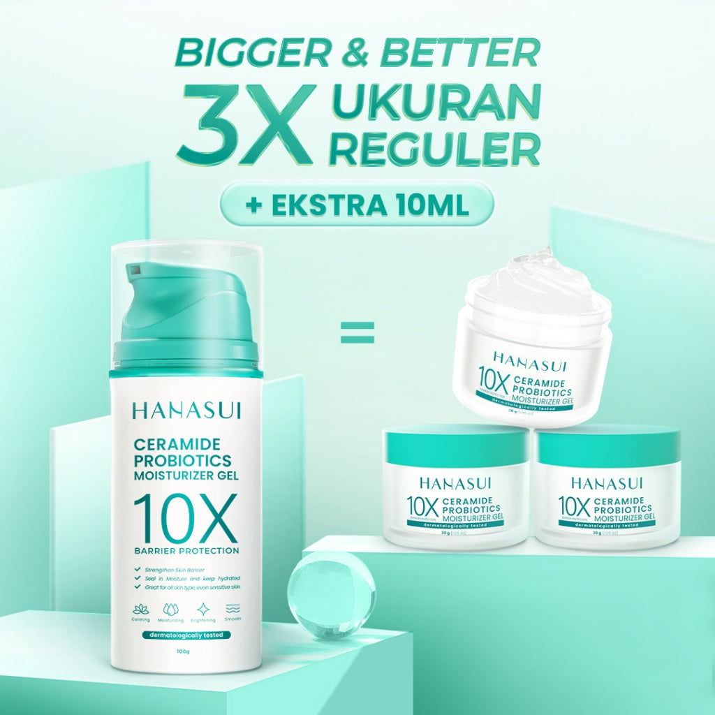 【BIG SIZE】Hanasui Ceramide Probiotics Moisturizer Gel 100ml - Pelembab Ringan Lembap Perbaiki Skin Barrier dan Mencerahkan