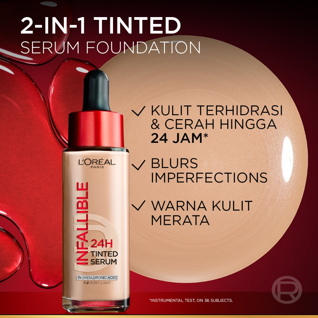 [BARU] L'OREAL PARIS INFALLIBLE 24H TINTED SERUM FOUNDATION LIGHTWEIGHT BREATHABLE RINGAN TAHAN HINGGA 24 JAM