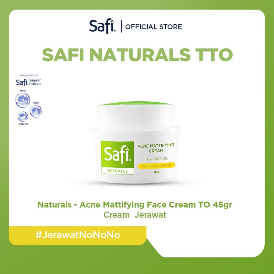 Safi Naturals - Acne Mattifying Face Cream Tea Tree Oil Jerawat 45gr - Pelembab Wajah