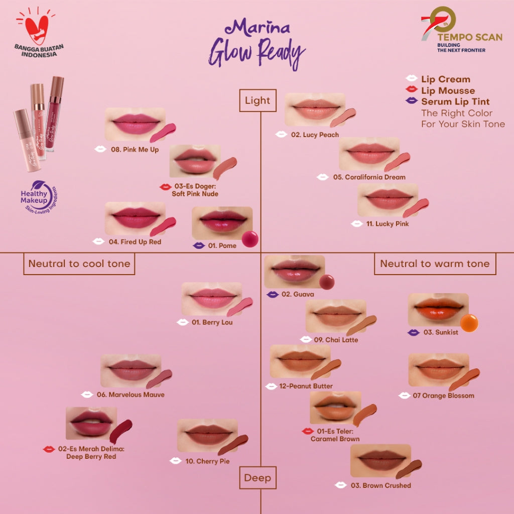 Marina Glow Ready Serum Lip Tint 2,8 ml - Exp Date : 04.2026