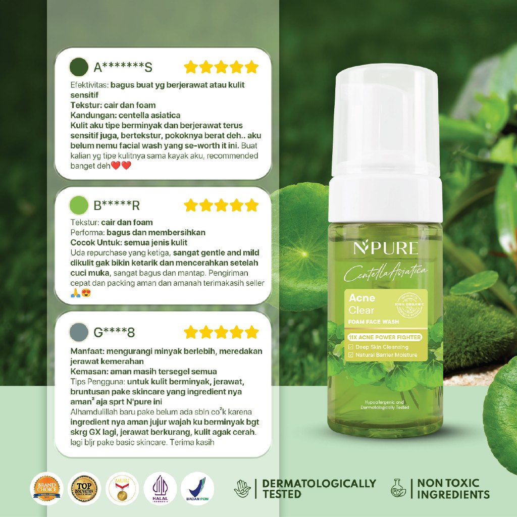 CICA FACE WASH - NPURE Facial Wash Cica / Anti Acne Facial Foam / Sabun Muka Anti Jerawat Berminyak
