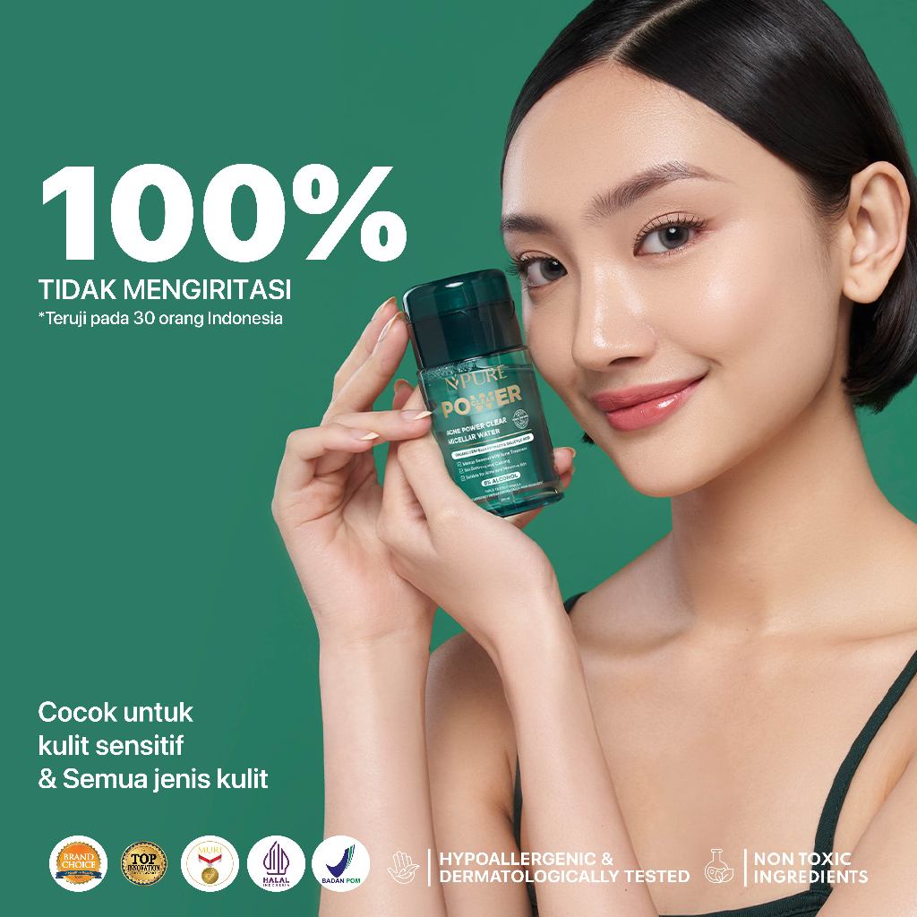 MICELLAR WATER 100ML - NPURE Acne Power Clear Micellar Water 100ml / Micellar No Alcohol / SLS Free 100ml / Travel Size