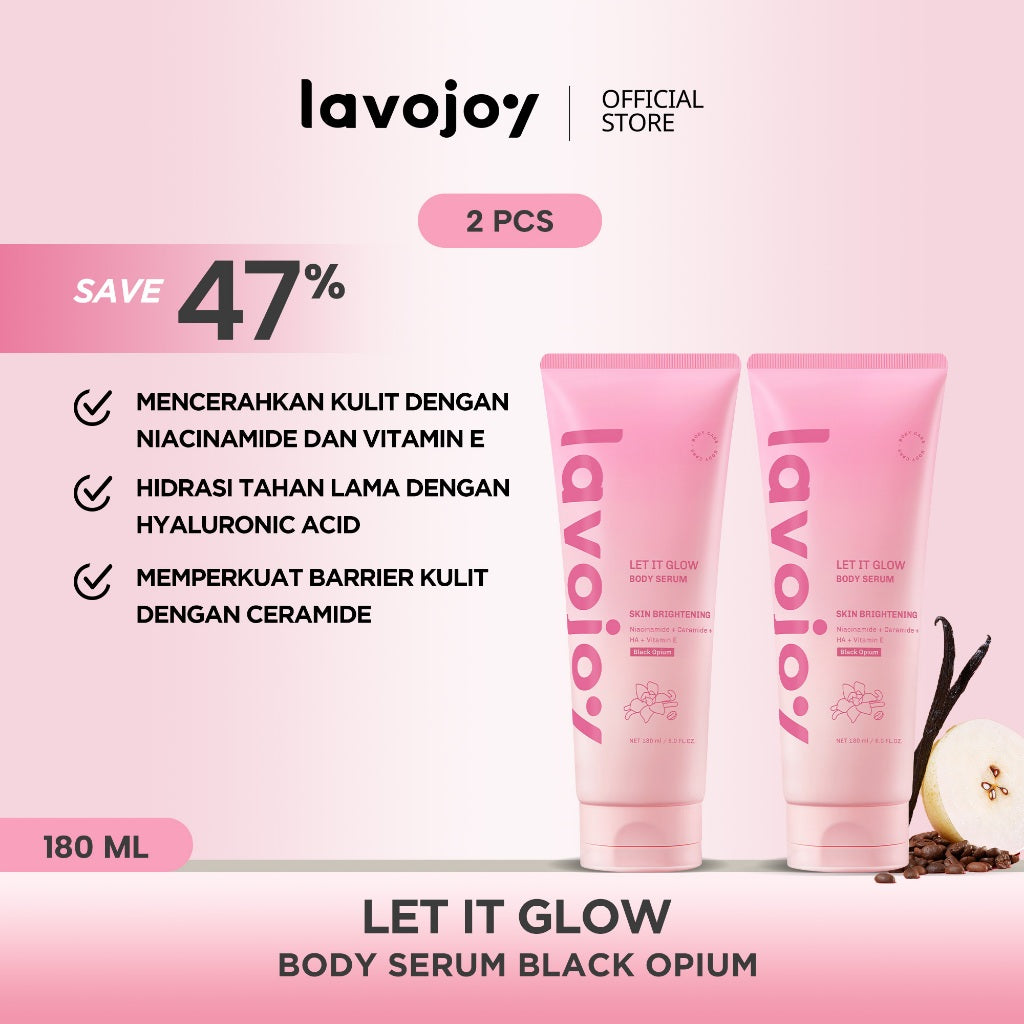 Lavojoy Let It Glow Black Opium Body Serum Skin Brightening Upgraded Version | Body Lotion Untuk Mencerahkan Dan Melembabkan Kulit Dengan Niacinamide + Ceramide + Vitamin E