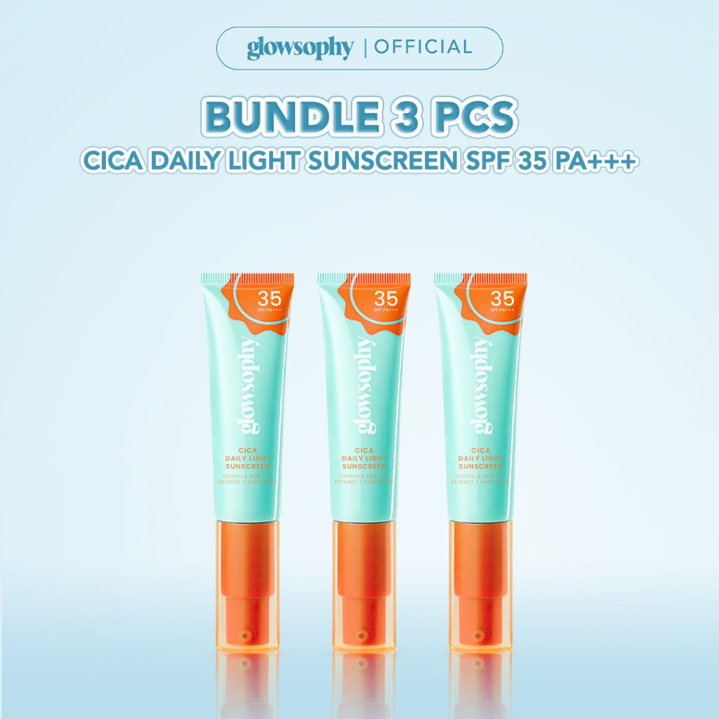 Glowsophy Cica Daily Light Sunscreen SPF 35 PA+++ Light & Soothing Sunblock Wajah Pelembab Skin Membantu Menenangkan Kulit Berjerawat Sunscreen Skin Barrier Protection Chemical Melindungi Kulit Dari Sinar UV UVA UVB Ringan Tidak Lengket Mudah Meresap